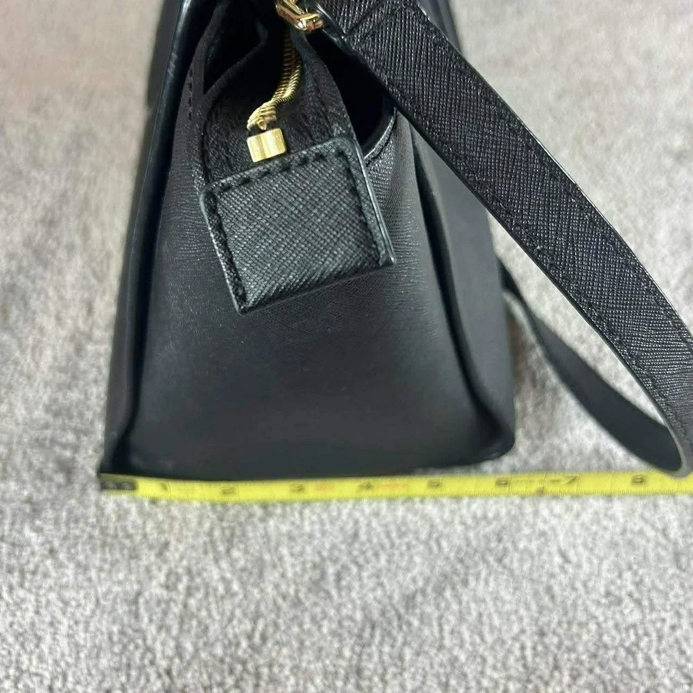 Michael Kors Selma Satchel Black Saffiano Leather Gold Hardware